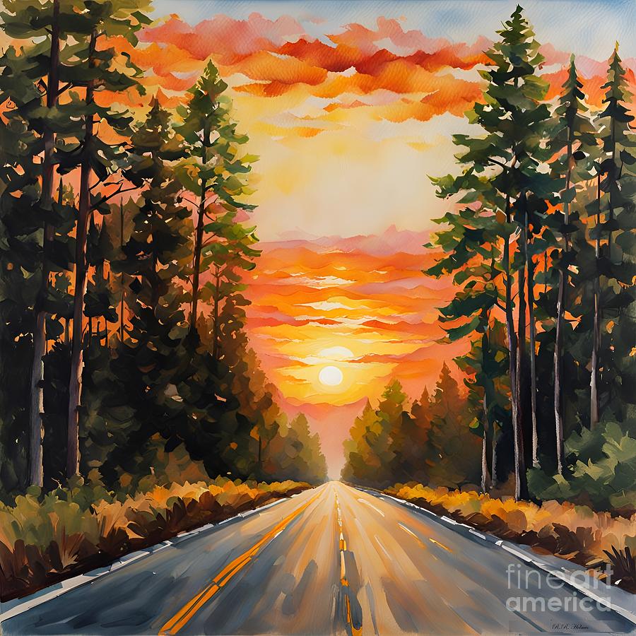 Highway Sunrise Digital Art By R R Holmes - Fine Art America