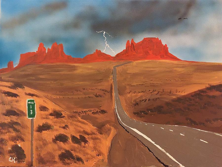 Forrest Gump Painting - Highway to Monument Valley Overlook Storm by Chance Kafka