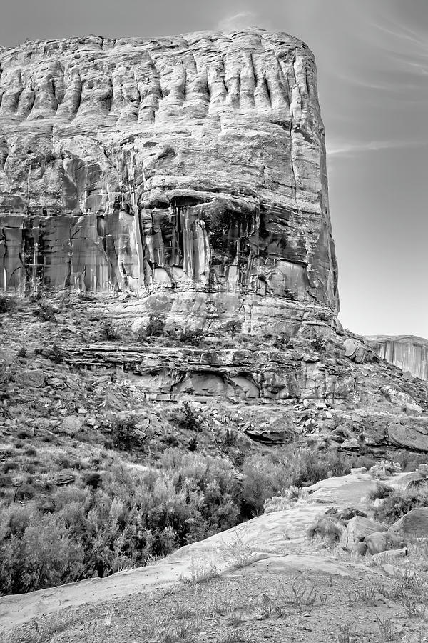 Hike To Morning Glory Arch Moab Utah BW Photograph by Joan Carroll