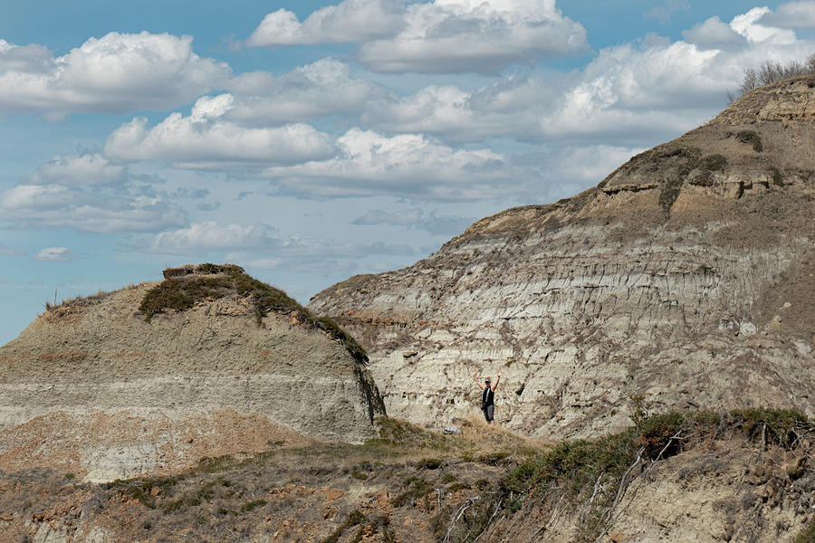 Mountain Photograph - Hiker In The Badlands by Phil And Karen Rispin
