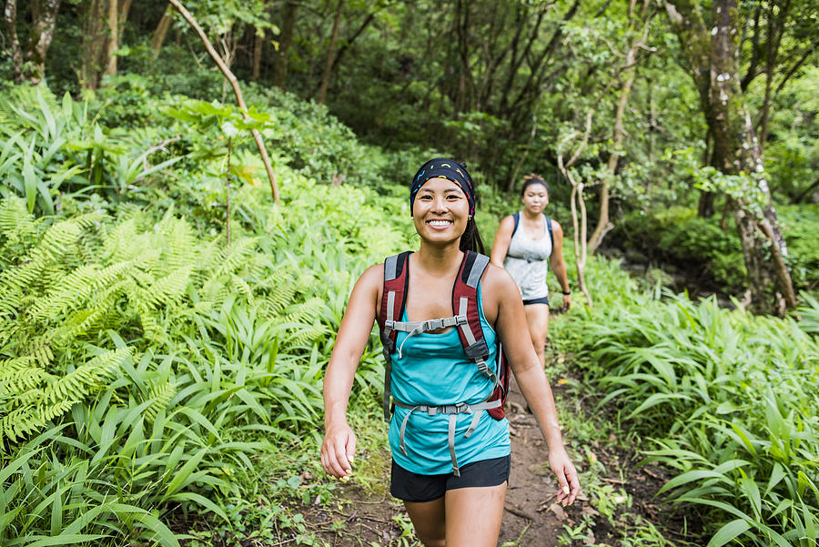 Hikers on Moanalua Valley Trail, Oahu, Hawaii Photograph by Rosanna U