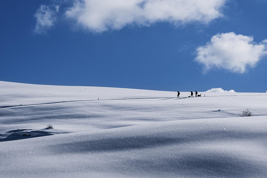 Hikers On Snow Photograph by Alberto Zanoni