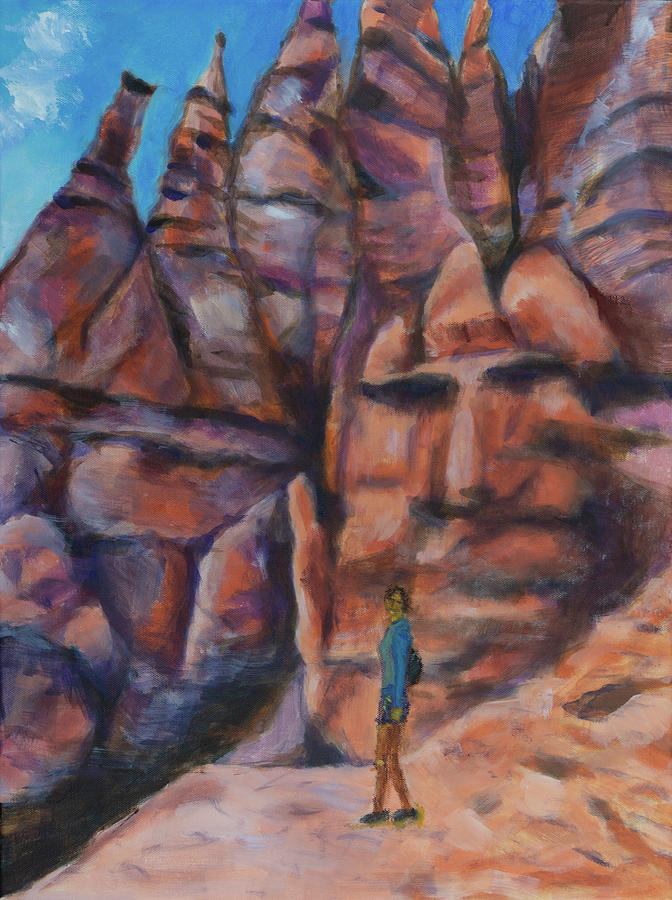 Hiking at Bryce Canyon Painting by Janet Yu
