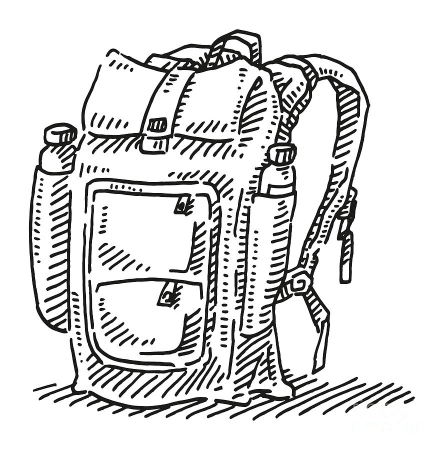 Hiking Backpack Symbol Drawing Drawing by Frank Ramspott - Fine Art America