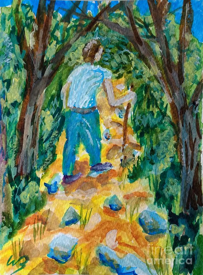 Hiking Burch Creek Trail Painting by Walt Brodis