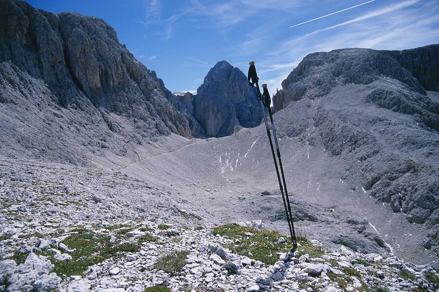 Hiking Poles and Mountains Photograph by Heidi Coppock-Beard