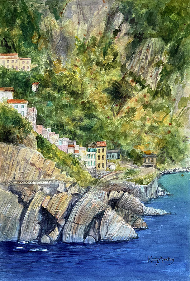 Landscape Painting - Hiking the Cinque Terre by Kathy Armstrong