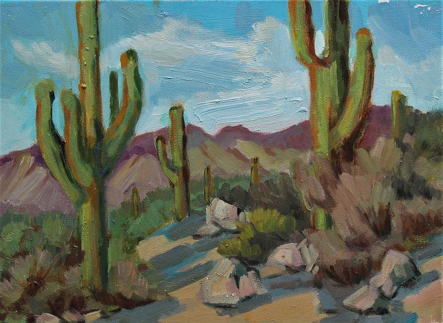 Hiking Trail Lake Pleasant Arizona Painting by Diane McClary