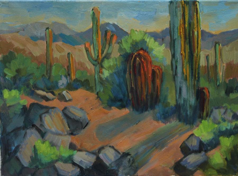 Afternoon Light Saguaro  Painting by Diane McClary