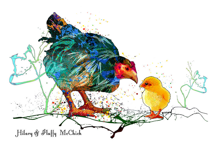 Hilary And Fluffy McChick Mixed Media by Miki De Goodaboom