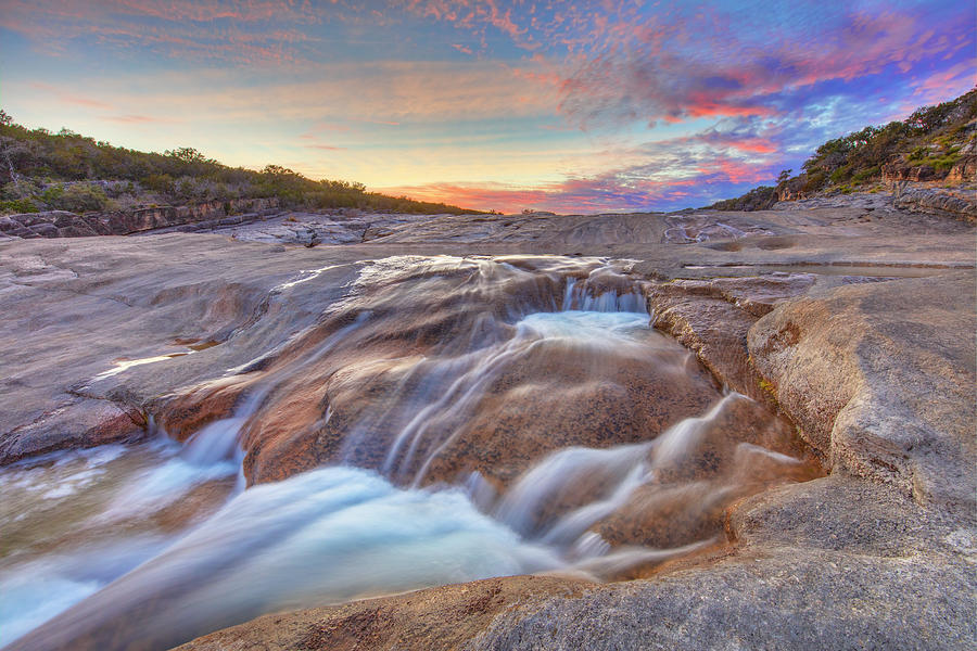 Hill Country Cascade at Sunset 2282 Photograph by Rob Greebon | Fine ...