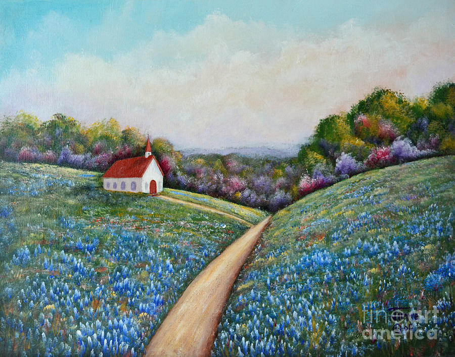 Hill Country Church Painting by Jimmie Bartlett