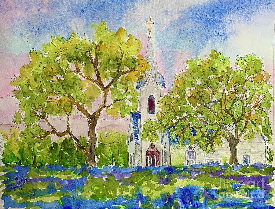 Hill Country Church Painting by Patsy Walton