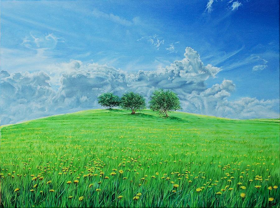 Hill in Bloom Painting by Michelangelo Rossi