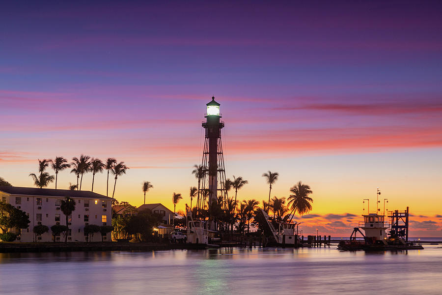 Hillsboro Inlet Light At Early Dawn II Photograph