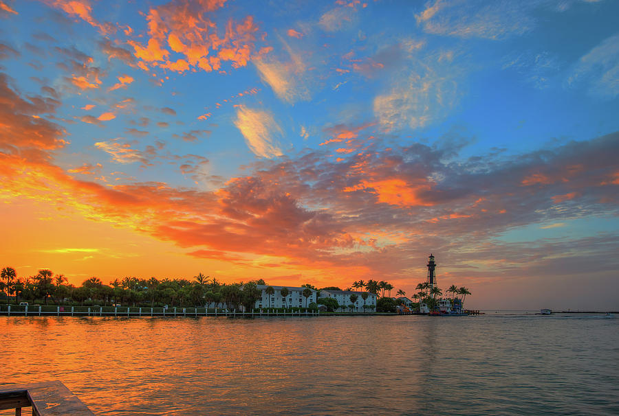 Hillsboro Inlet Lighthouse Pompano Beach Colors Over the Inlet Photograph by Kim Seng