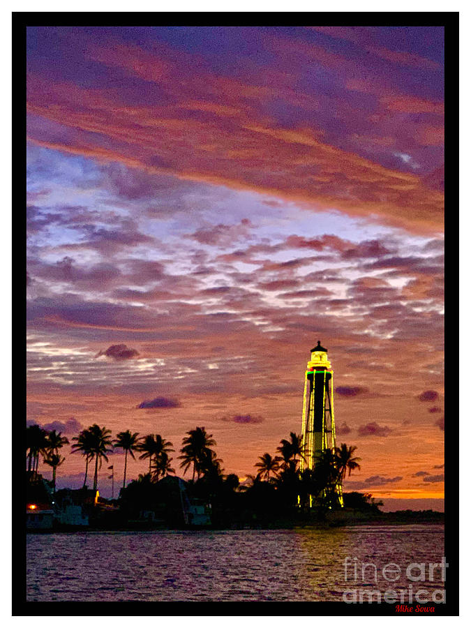 Hillsboro lighthouse Christmas lights Photograph by Michael Sowa | Fine ...