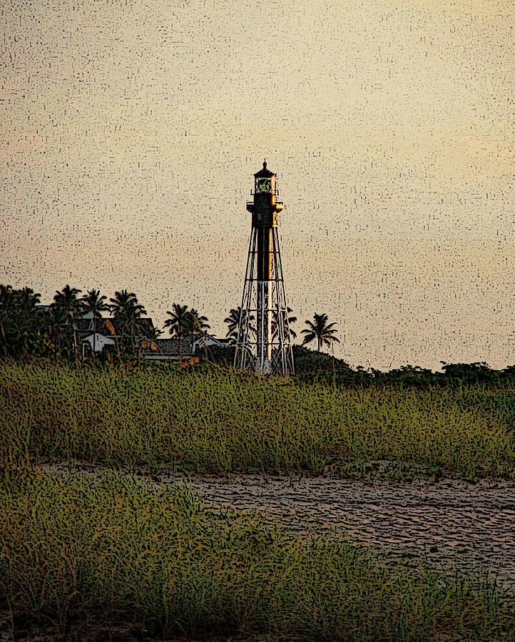 Hillsboro Lighthouse in Florida in Yellow Light Photograph by Corinne Carroll