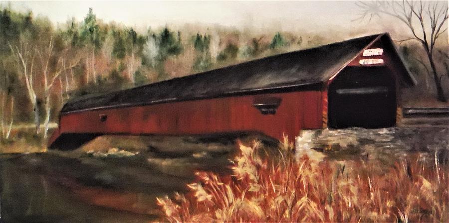 Hillsgrove Covered Bridge Painting by Jacqueline Whitcomb