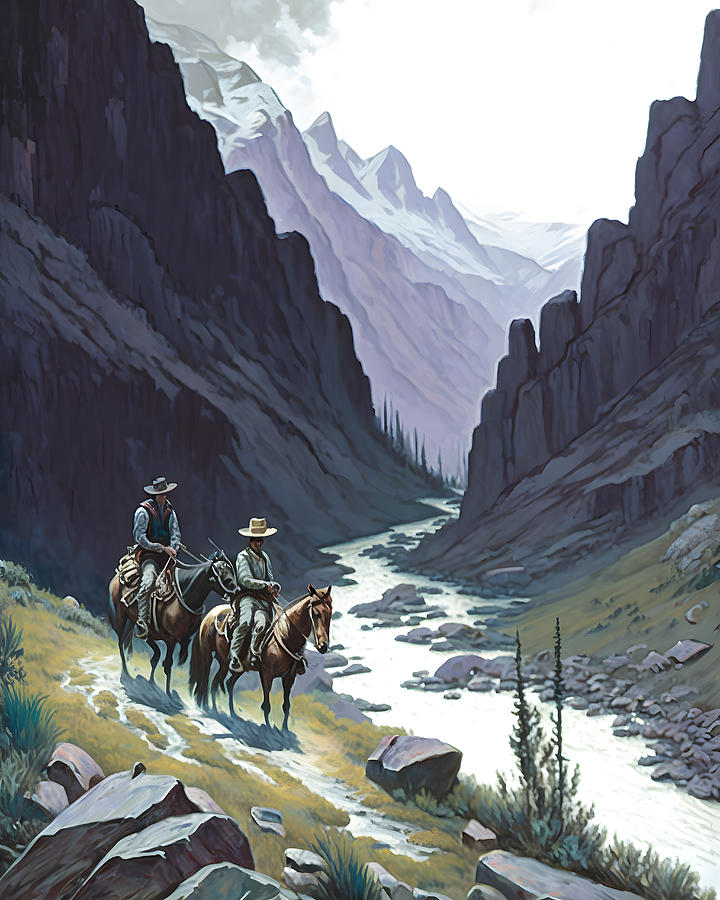 Man On Horseback Digital Art - Hillside Cavalry by TintoDesigns