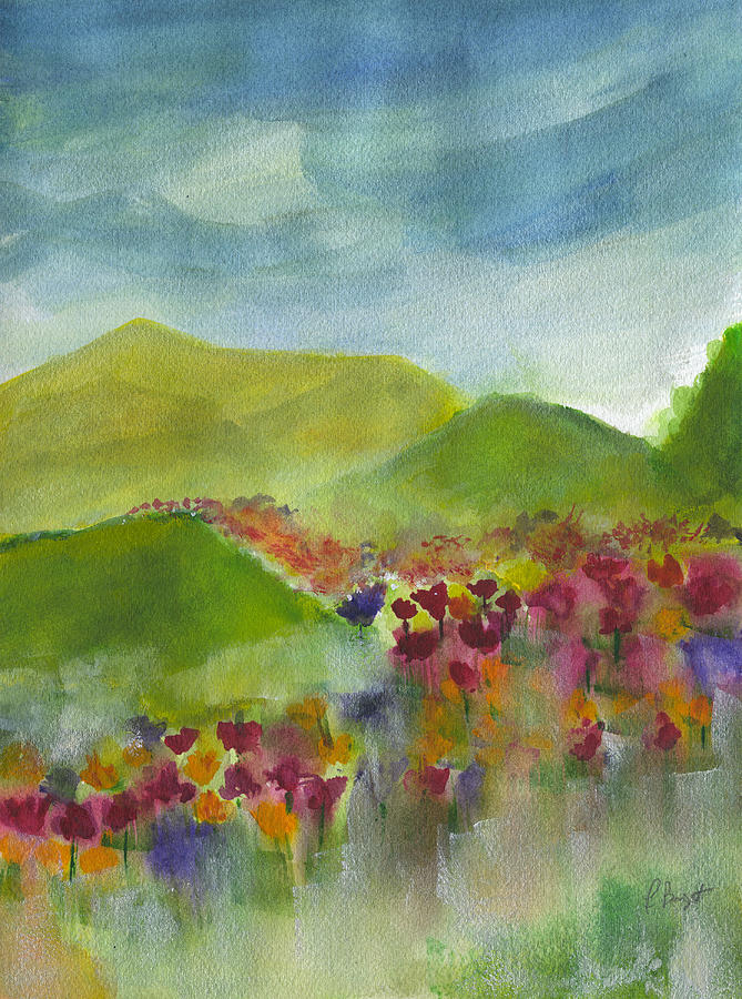 Hillside Flowers Painting by Frank Bright