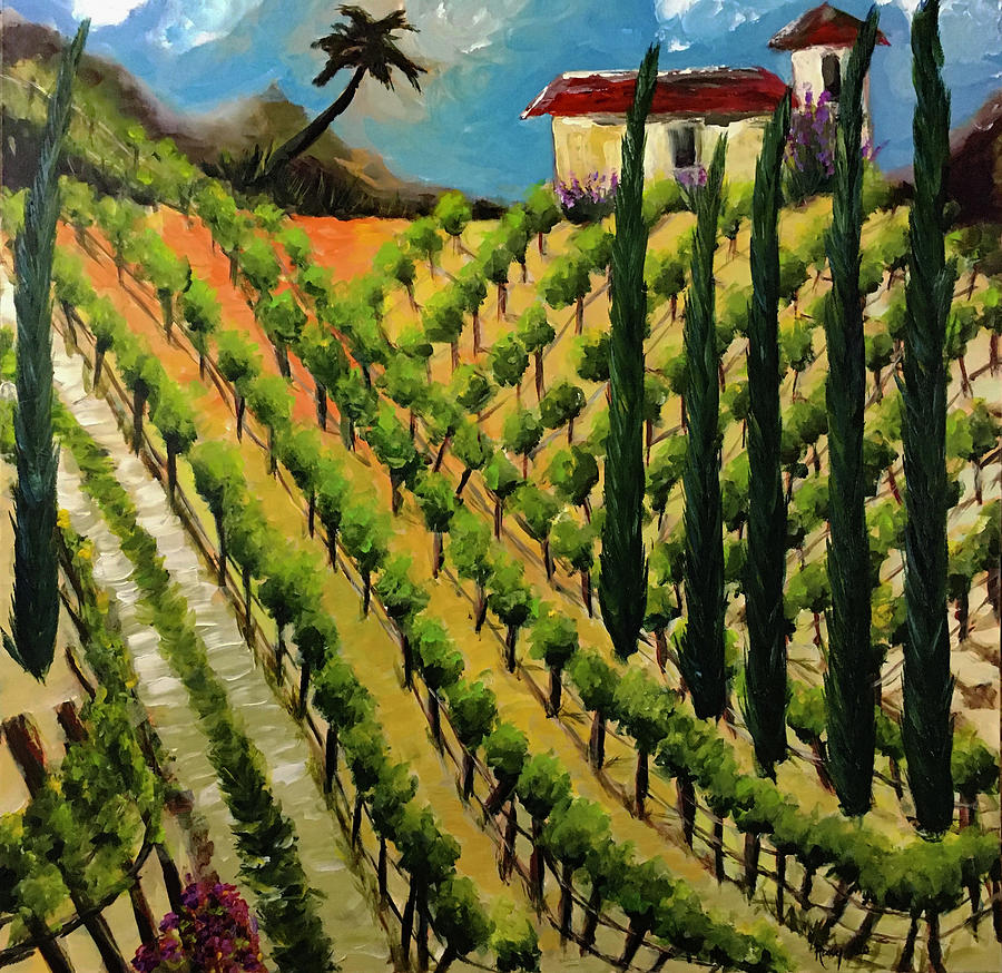 Hillside Vines Temecula Painting by Roxy Rich