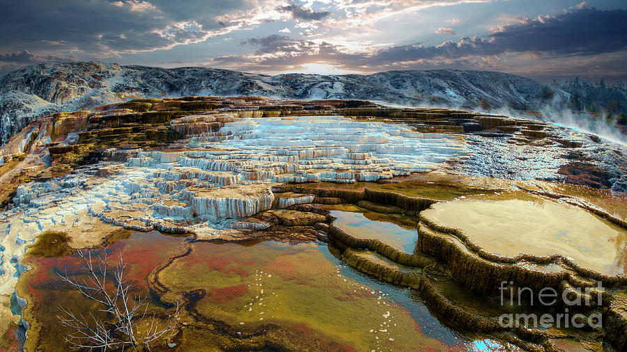 Hilltop Yellowstone Geyser Pool Digital Art by Anthony Ellis