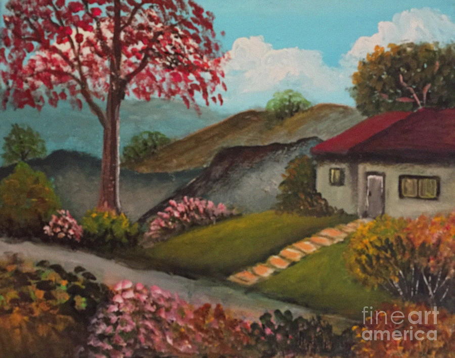 Tree Painting - Hillview Abode by Sandra Young Servis
