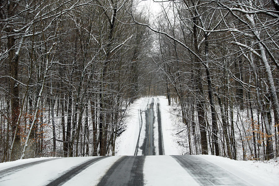 Hilly Road with Snow Photograph by Mike Murdock