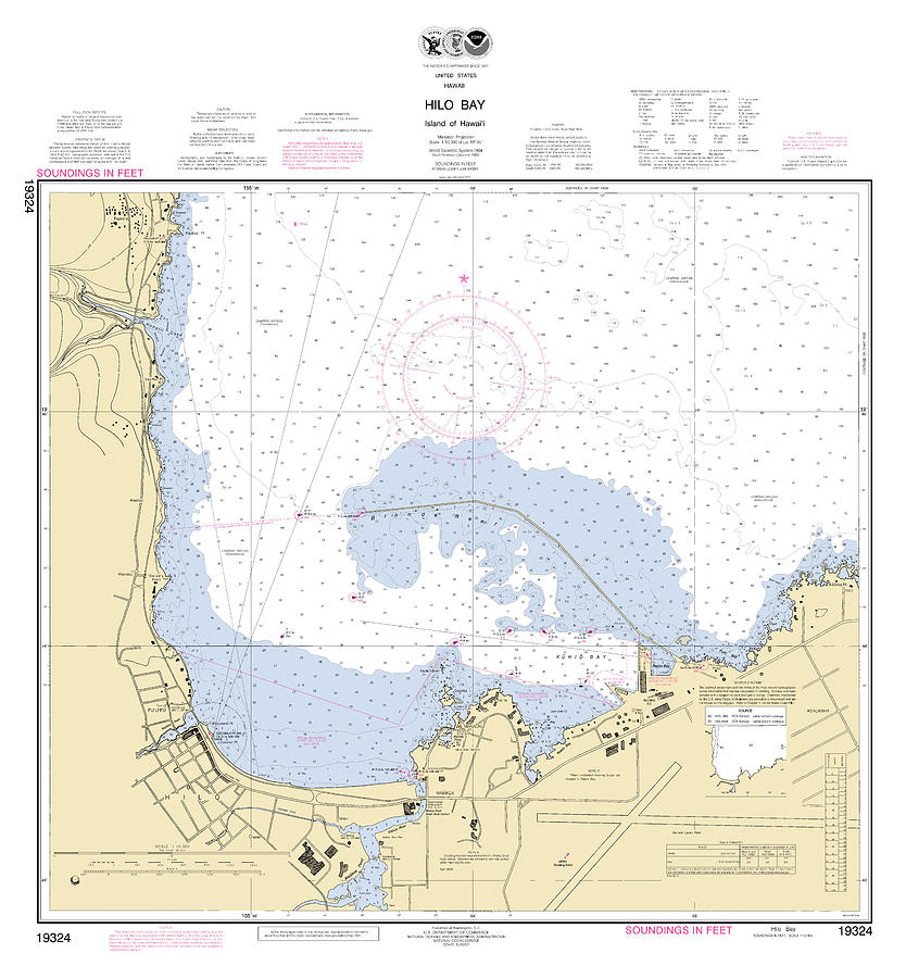 Hilo Bay Island Of Hawaii, Noaa Chart 19324 Digital Art by Nautical