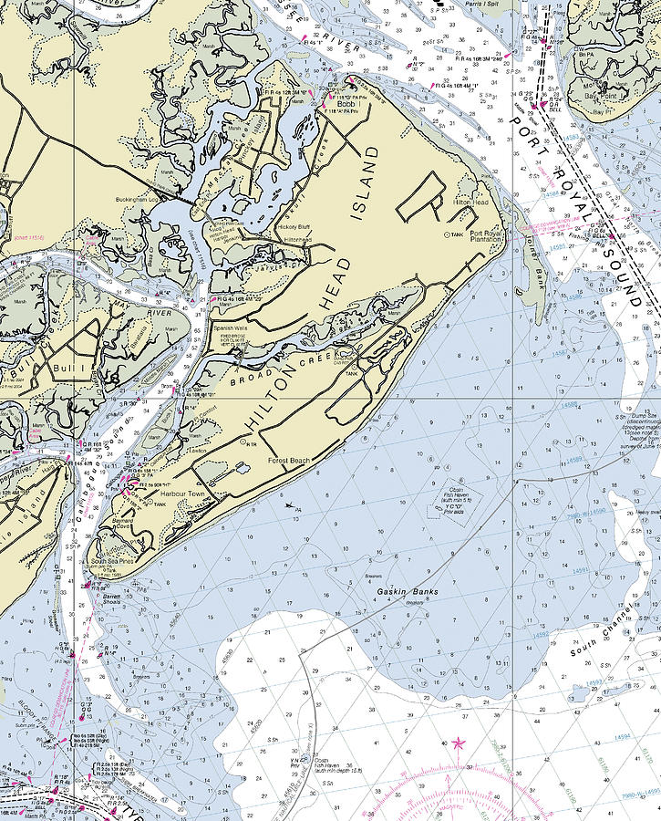 Hilton Head Island South Carolina Nautical Chart Digital Art by Sea