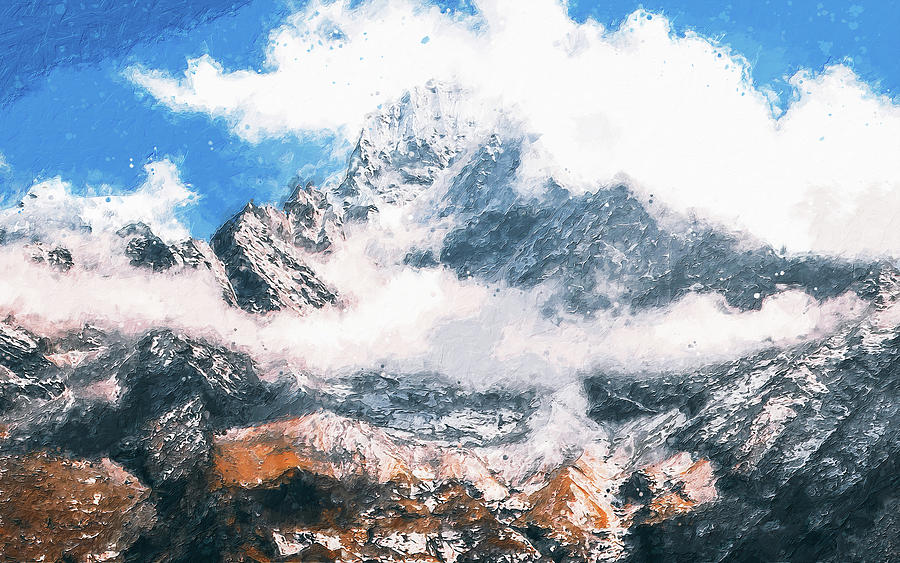 Himalaya, Mount everest Painting by AM FineArtPrints