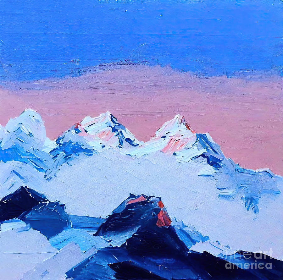 Mountain Painting - Himalaya Painting abstract acrylic art artist artwork background by N Akkash