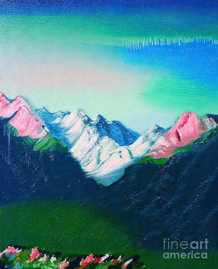Mountain Painting - Himalaya Painting abstract aegean architecture art artistic artw by N Akkash