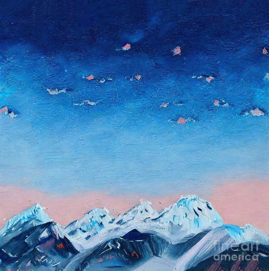 Mountain Painting - Himalaya Painting abstract air yoga airy art artistic background by N Akkash