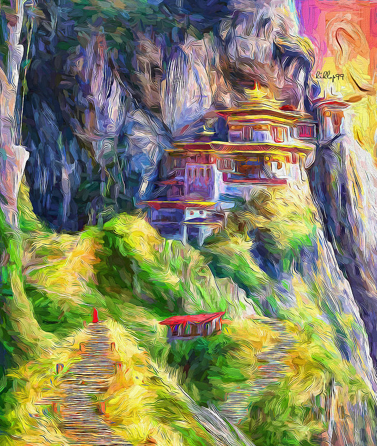 Himalaya temple Painting by Nenad Vasic