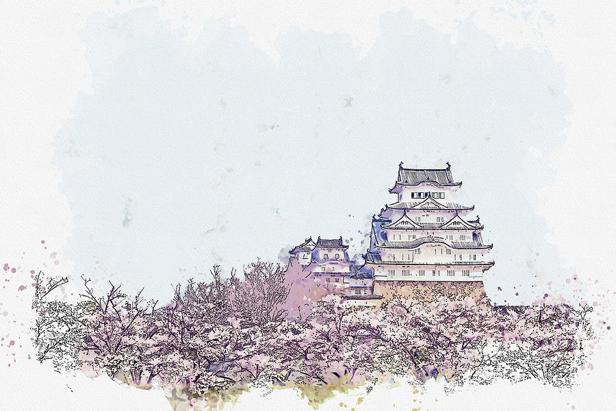 .Himeji Castle Hanami Himeji, Japan 4 Painting by Celestial Images
