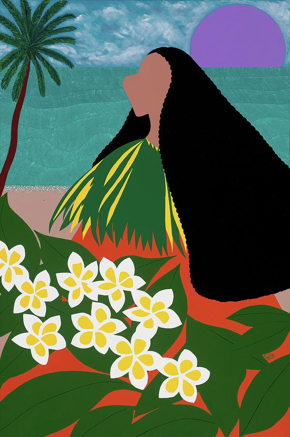 Flower Painting - Hina Polynesian Moon Goddess by Synthia SAINT JAMES