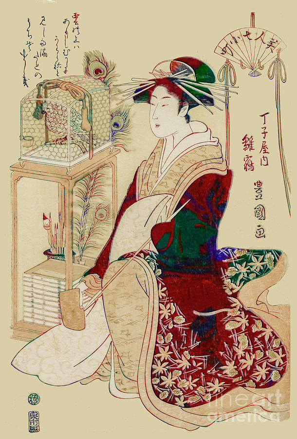 Japanese Art Hinazura of Chojiya by Toyokuni Utagawa Photograph by Carlos Diaz
