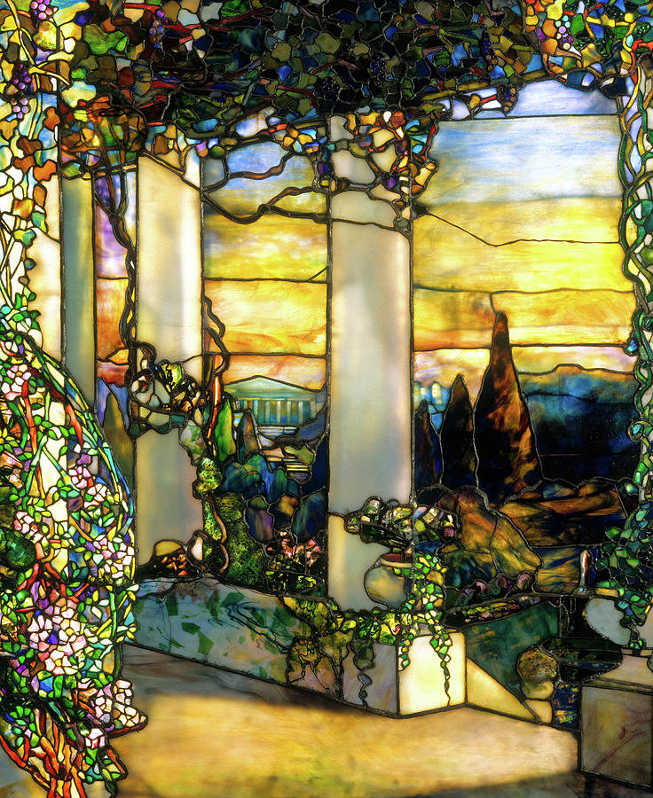 Louis Comfort Tiffany - Stained glass. Tree of life Art Print by