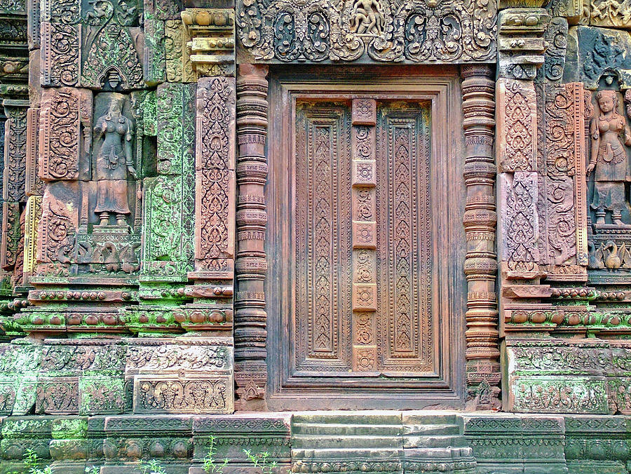Hindu Female God to Left of Door in Bantheay Srei or Citadel of Women, Cambodia Photograph by Ruth Hager