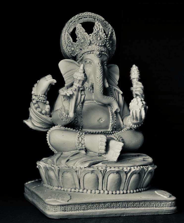 Black And White Photograph - Hindu God Ganesha In Mono  by Neil R Finlay
