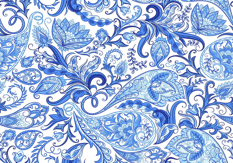 Blue And White Floral Pattern : Premium Vector Summer Seamless Floral ...