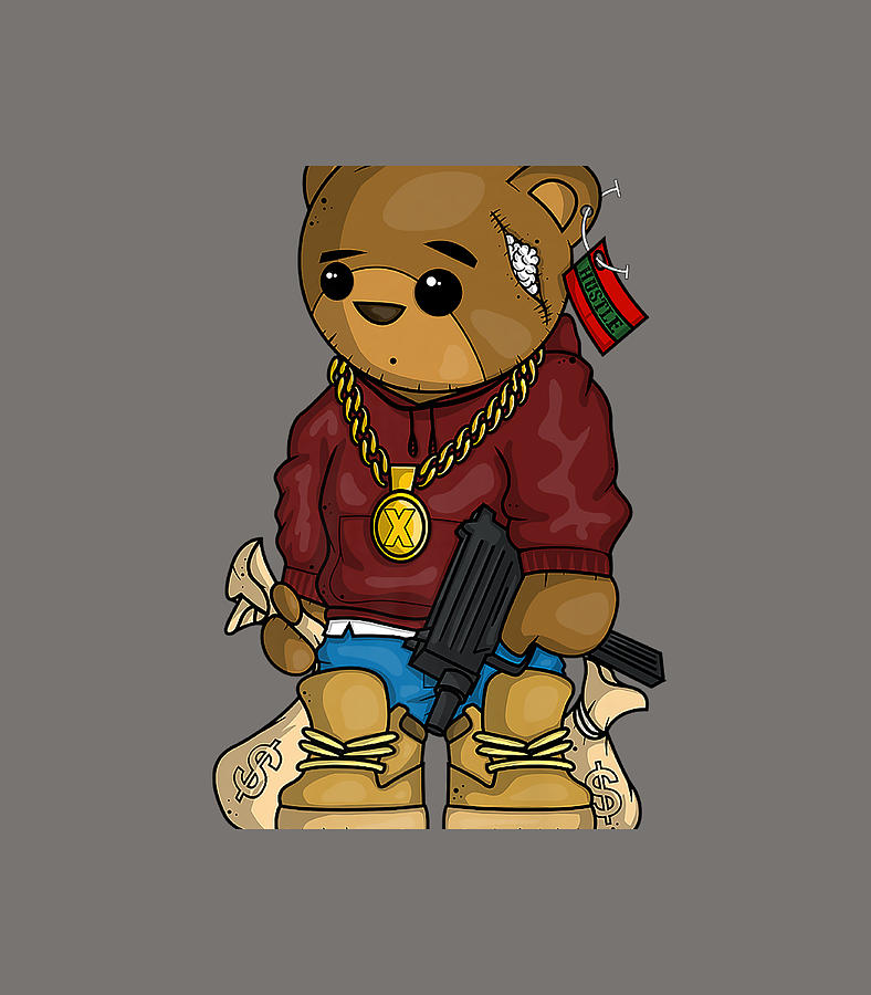 Cute Girl Teddy Bear in Hip Hop Outfit with Baseball · Creative