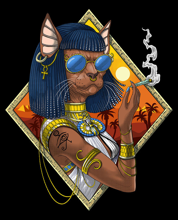 Hippie Egyptian Goddess Bastet Digital Art By Nikolay Todorov - Fine ...