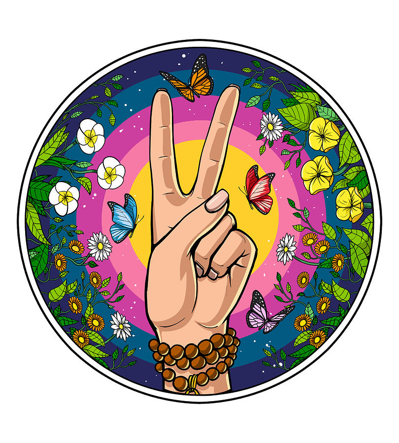 Hippie Peace Digital Art by Nikolay Todorov - Pixels