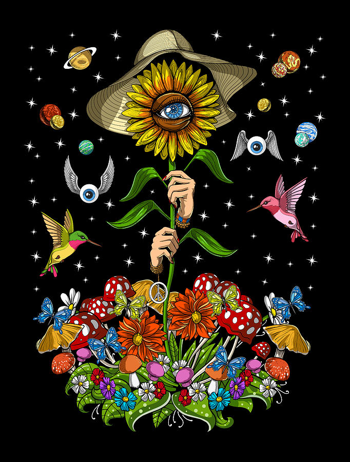 hippie sunflower drawing