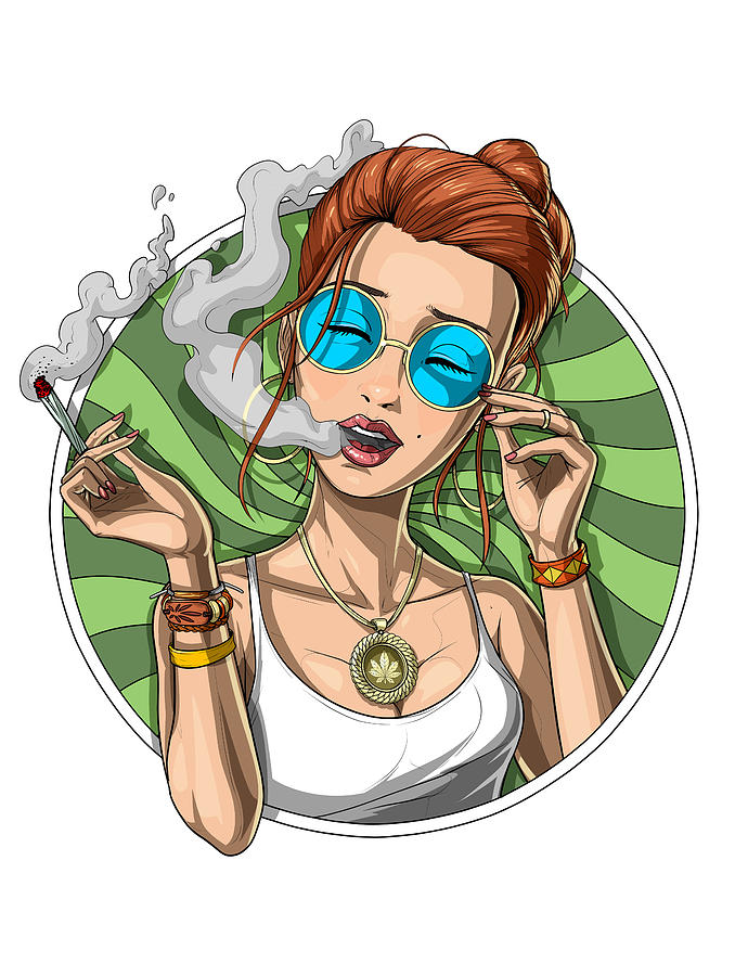 Hippie Stoner Smoking Weed Digital Art By Nikolay Todorov Pixels