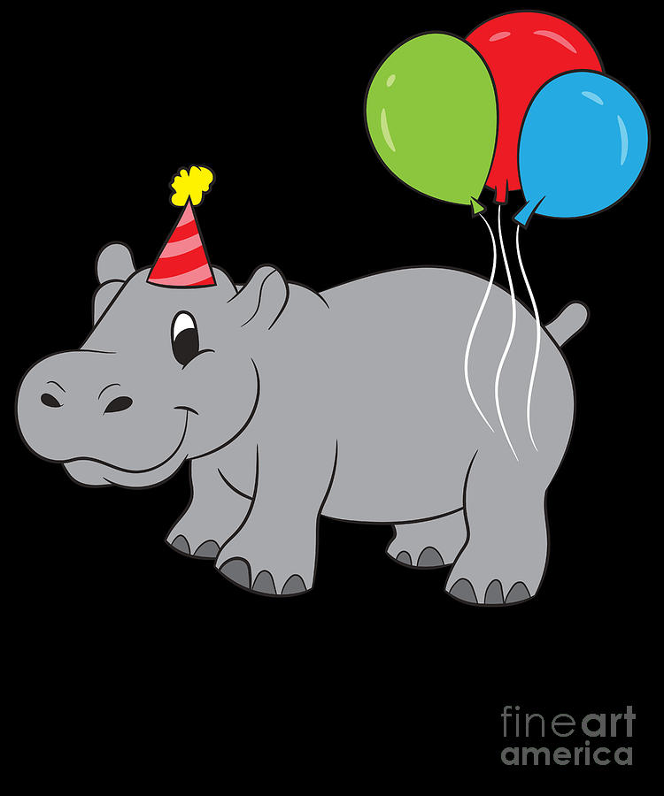 Hippo Birthday Sweet Hippo Cute Hippopotamus Digital Art by EQ Designs