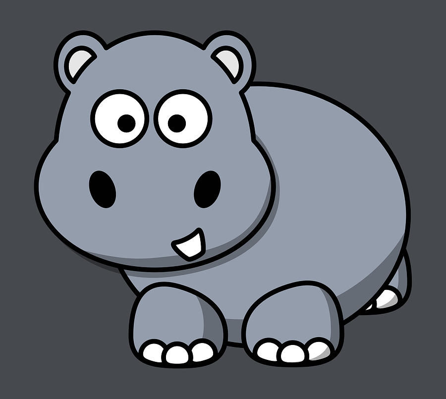 Hippo Cartoon Happy Smile Animals Funny Digital Art by Jeff Brassard -  Pixels